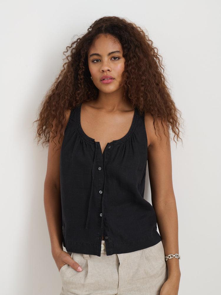 Alex Mill Sidney Top In Linen Black