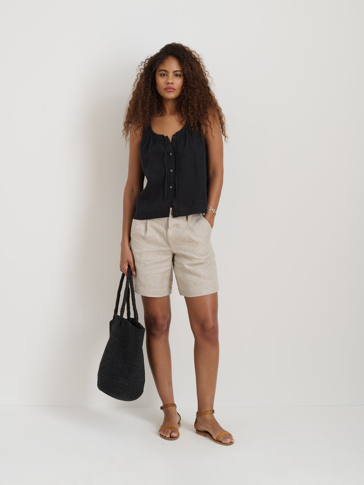 Alex Mill Sidney Top In Linen Black