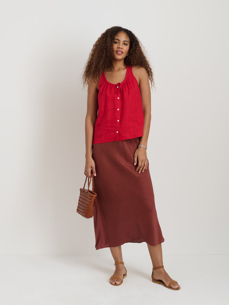 Alex Mill Sidney Top In Linen Crimson