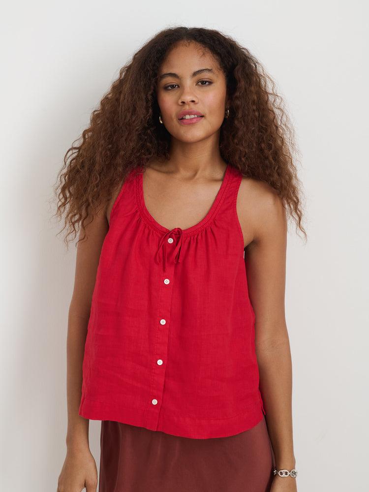 Alex Mill Sidney Top In Linen Crimson