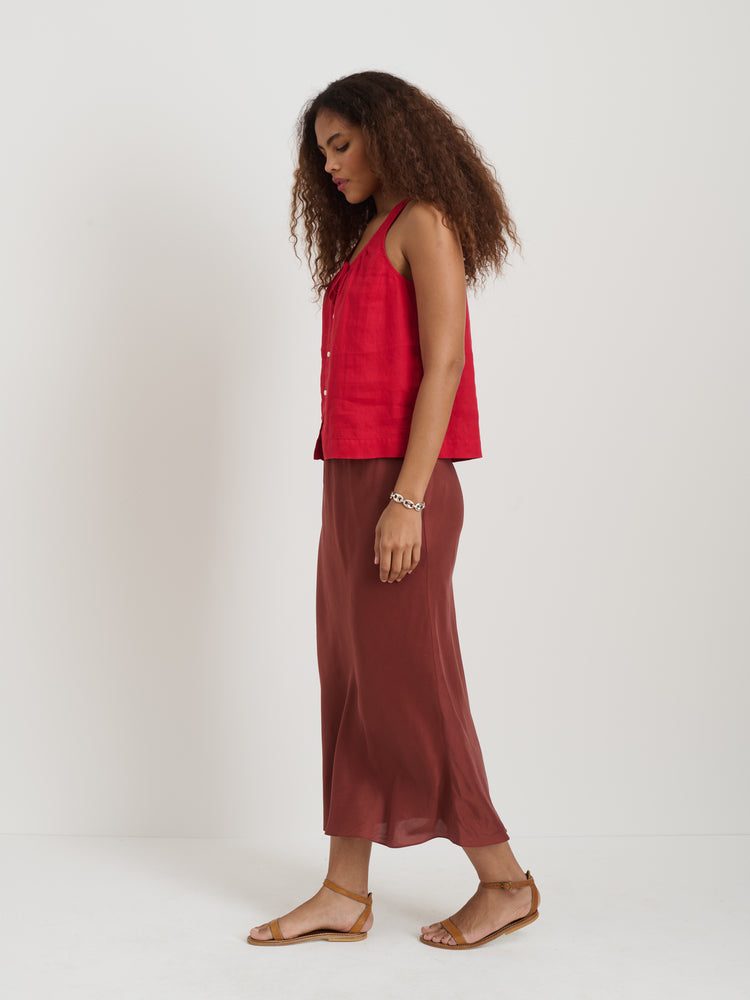 Alex Mill Sidney Top In Linen Crimson