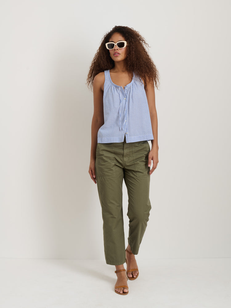 Alex Mill Sidney Top In Seersucker Blue/White