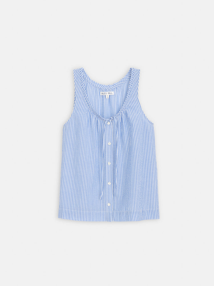 alex mill Sidney Top In Seersucker Blue/White