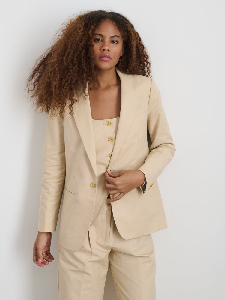 Alex Mill Soho Blazer In Cotton Linen Tan