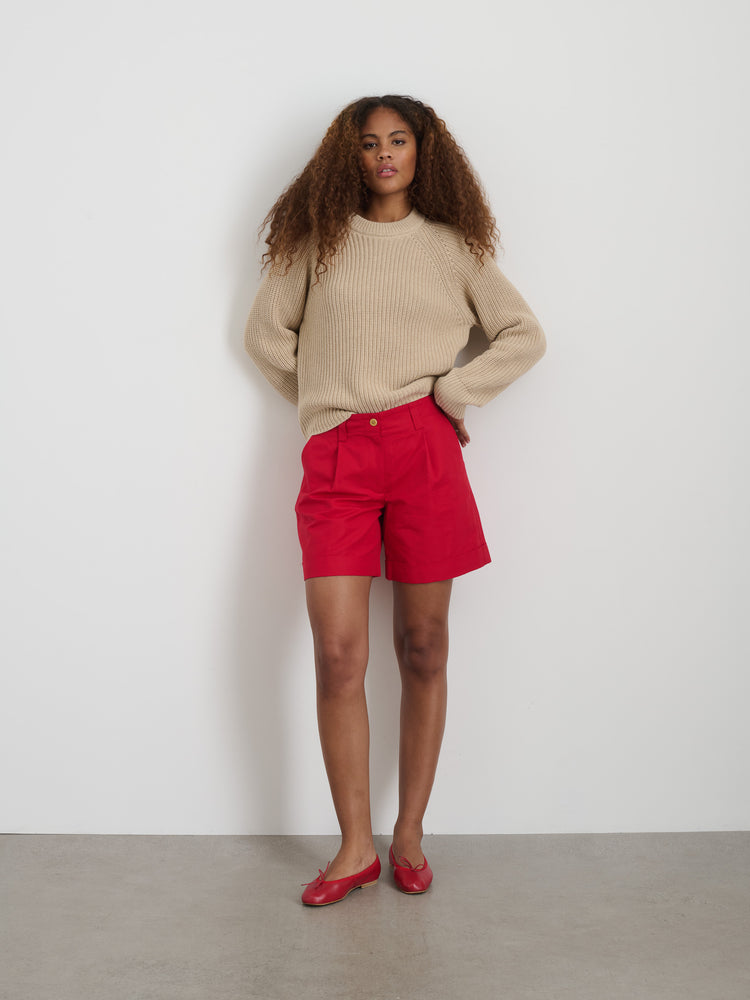 Alex Mill Soho Short In Cotton Linen Crimson