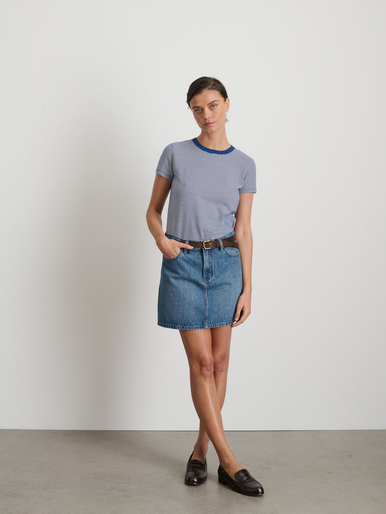 Alex Mill Andie Mini Skirt In Denim Copenhagen Medium Wash