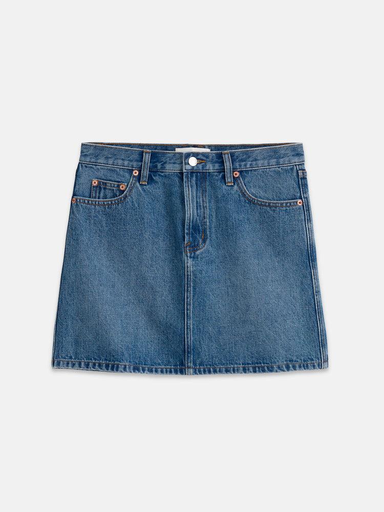 alex mill Andie Mini Skirt in Denim Copenhagen Medium Wash