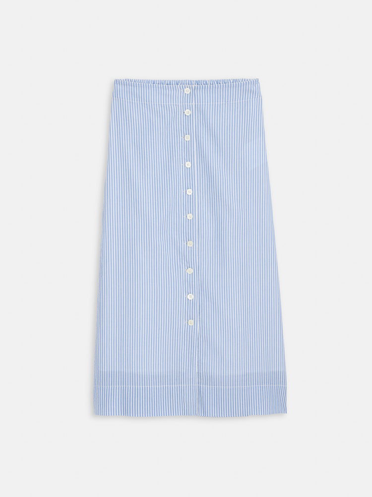 alex mill Button Front Skirt In Seersucker Blue/White