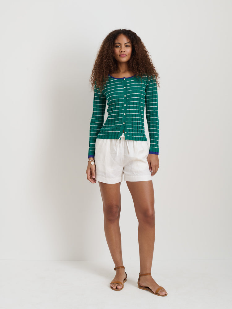 Alex Mill Cerise Ribbed Cardigan In Cotton Cashmere Fort Greene/Ivory