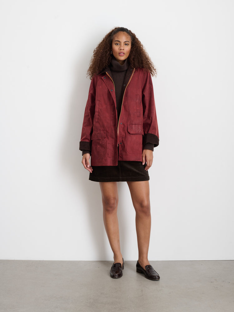 Alex Mill Chiltern Street Jacket In Waxed Cotton Brick Red