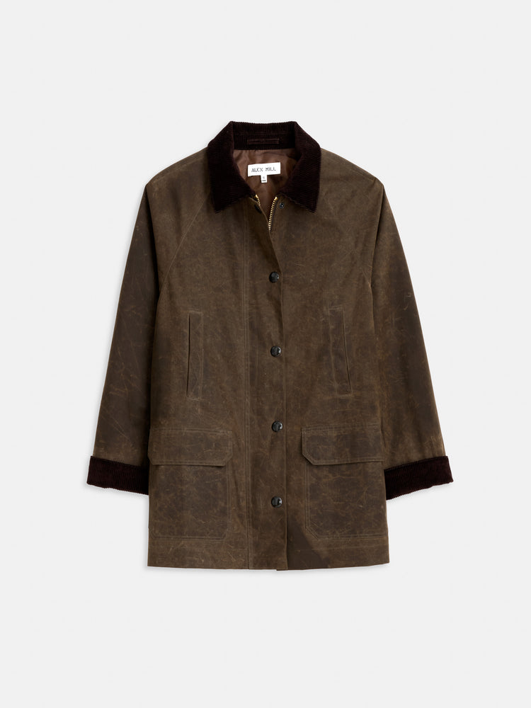 alex mill Chiltern Street Jacket In Waxed Cotton Brown