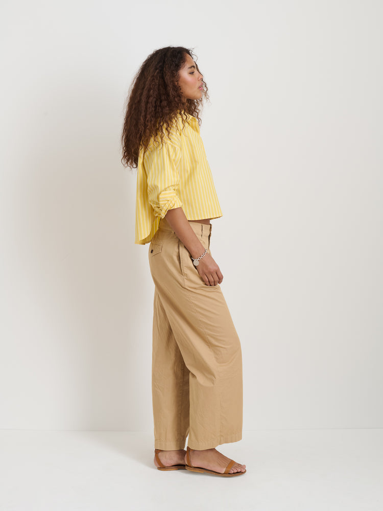 Alex Mill Cropped Jo Striped Shirt In Oxford Yellow/White