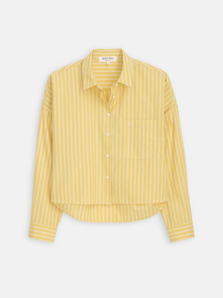 alex mill Cropped Jo Striped Shirt In Oxford Yellow/White