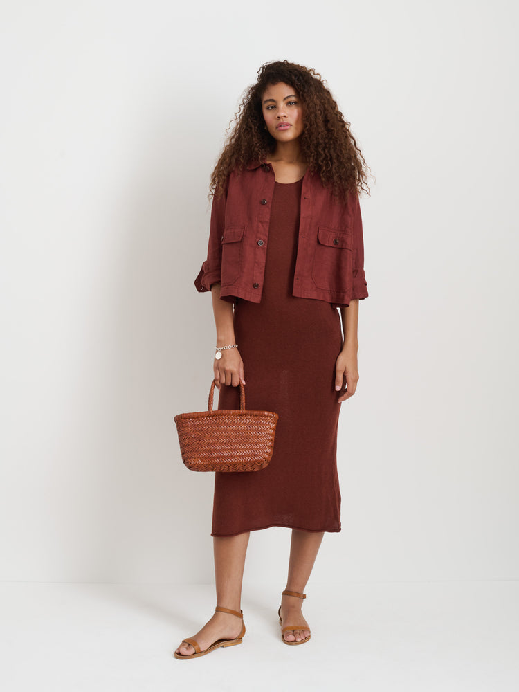 Alex Mill Cropped Work Jacket In Linen Sierra Brown