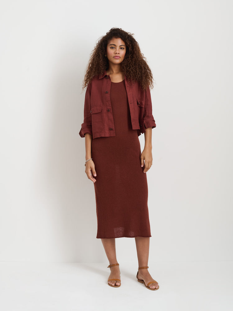 Alex Mill Cropped Work Jacket In Linen Sierra Brown