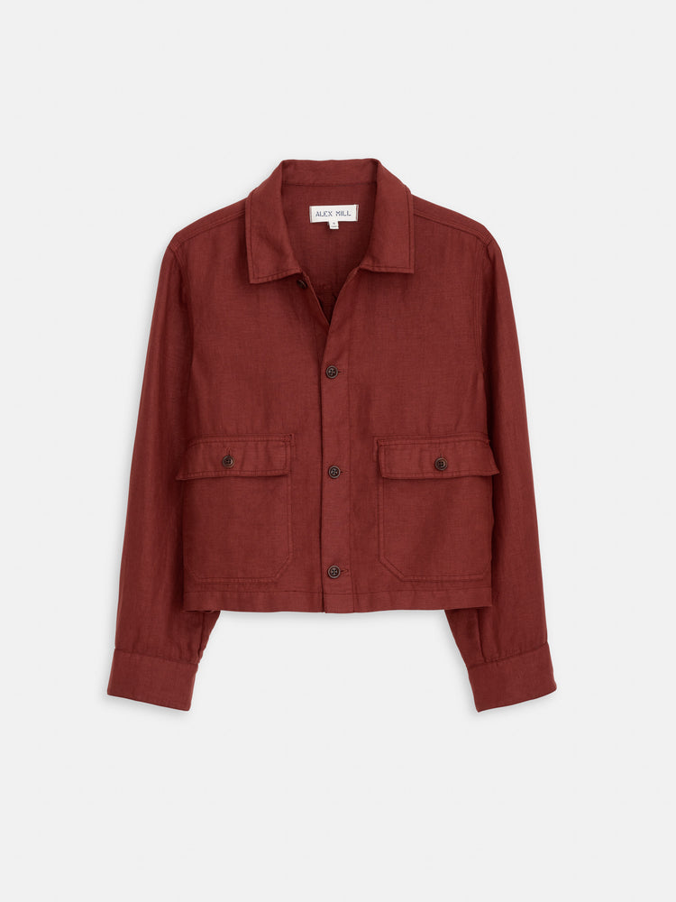 alex mill Cropped Work Jacket In Linen Sierra Brown