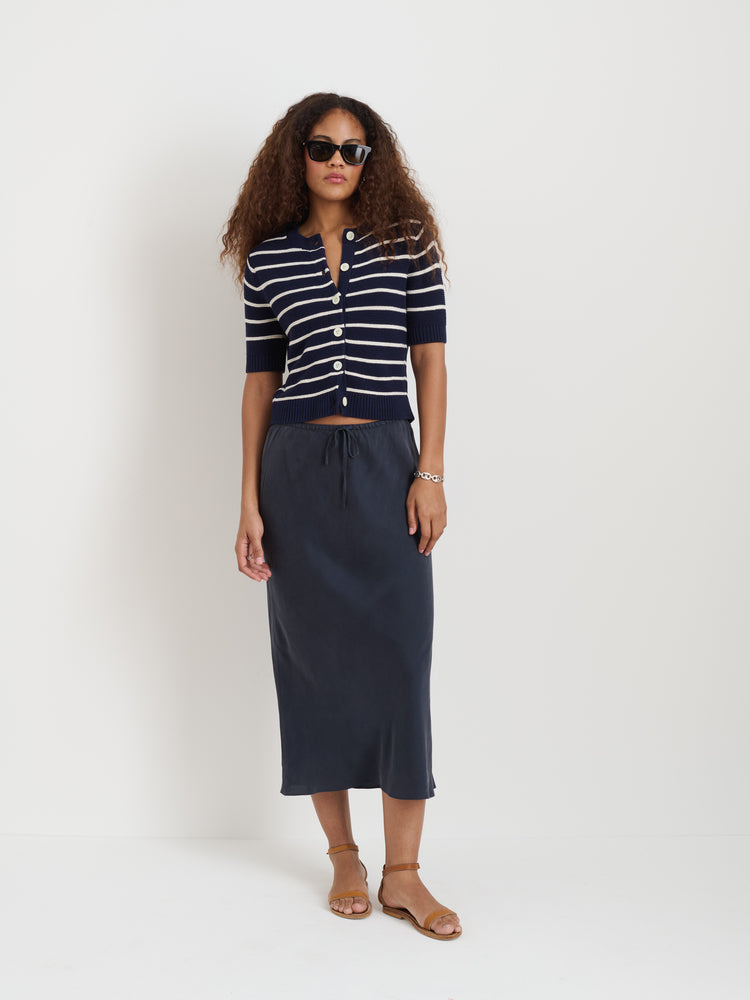 Alex Mill Elle Striped Sweater In Cotton Linen Navy Night/Off White