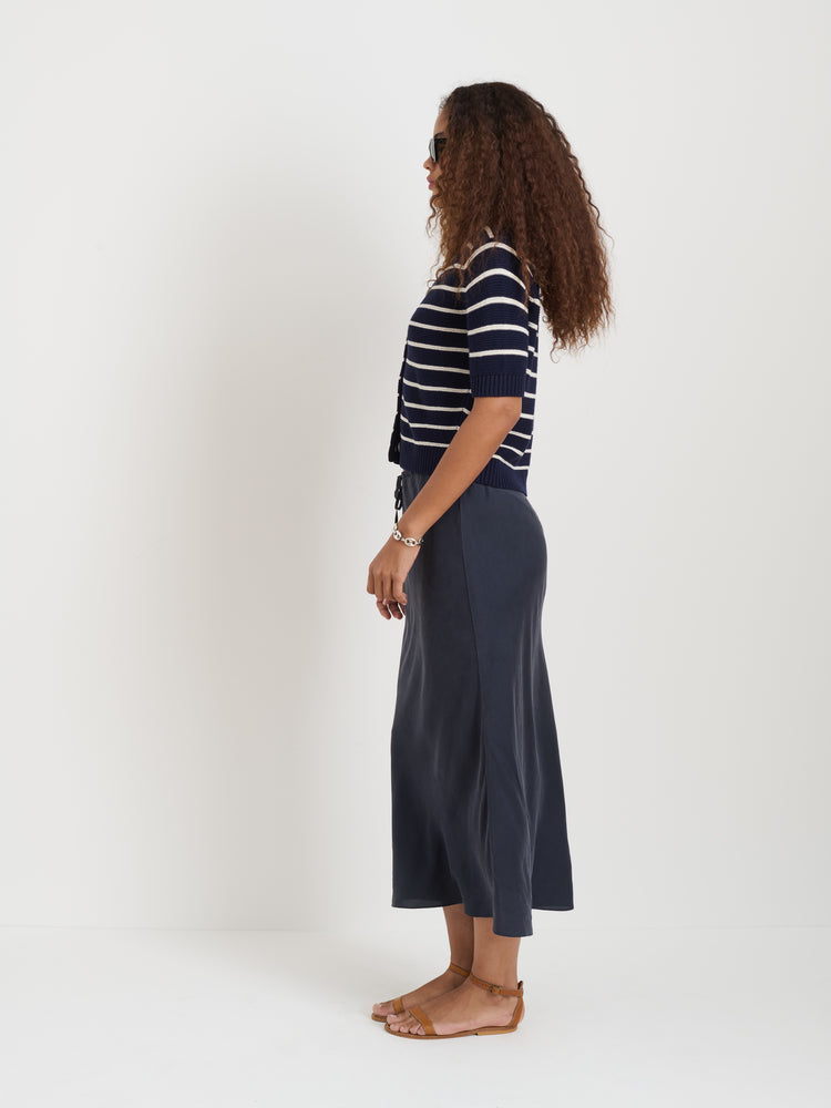 Alex Mill Elle Striped Sweater In Cotton Linen Navy Night/Off White