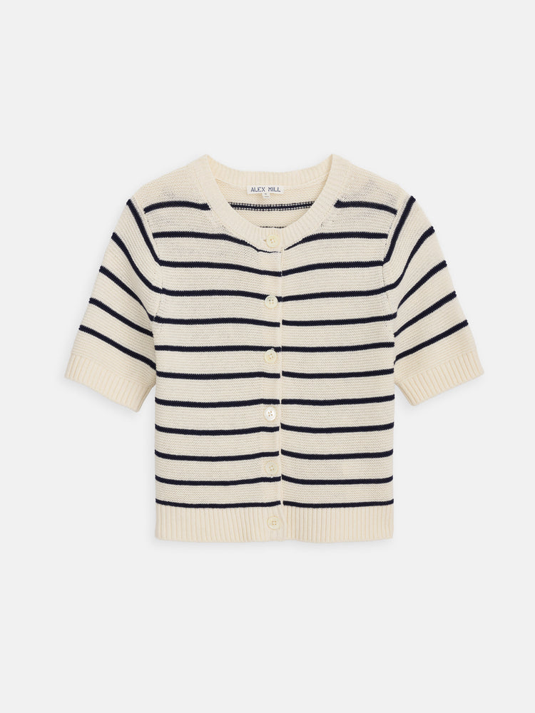 alex mill Elle Striped Sweater in Cotton Linen Off White/Navy Night