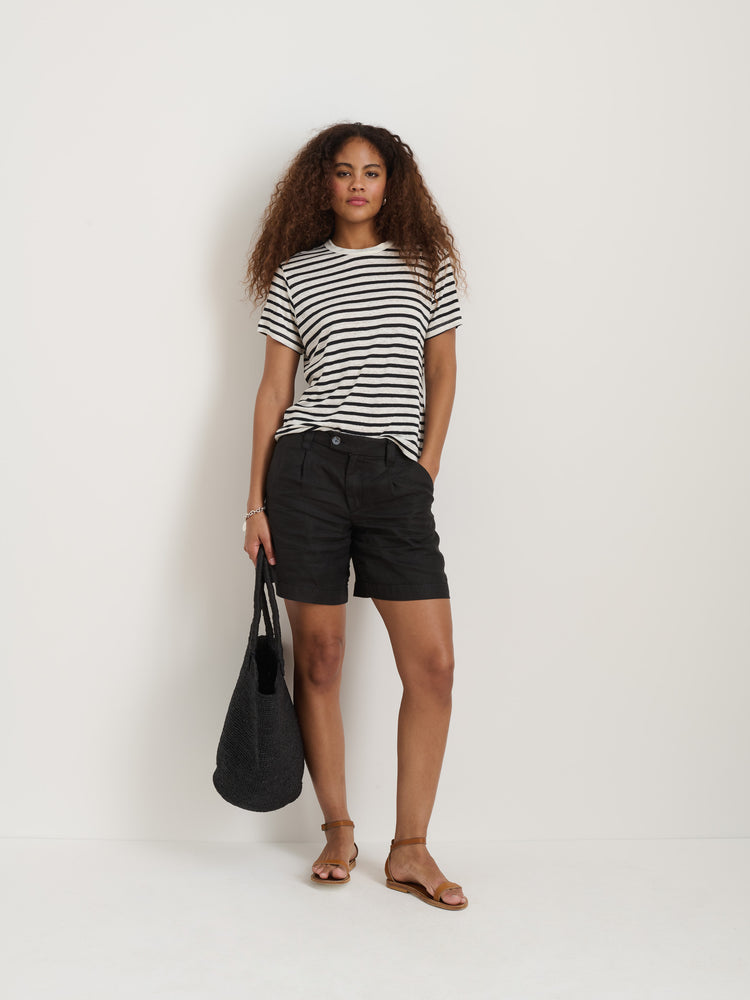 Alex Mill Garcon Striped Tee In Linen Cotton Black/Off White