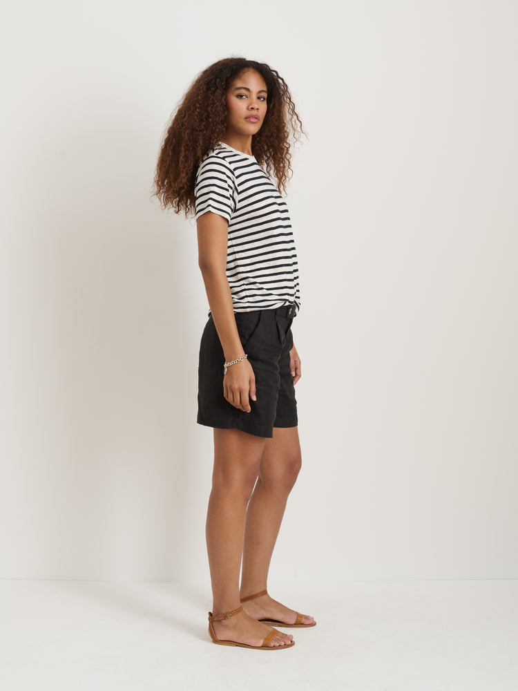 Alex Mill Garcon Striped Tee In Linen Cotton Black/Off White