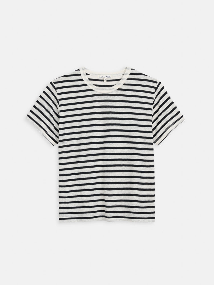 alex mill Garcon Striped Tee In Linen Cotton Black/Off White