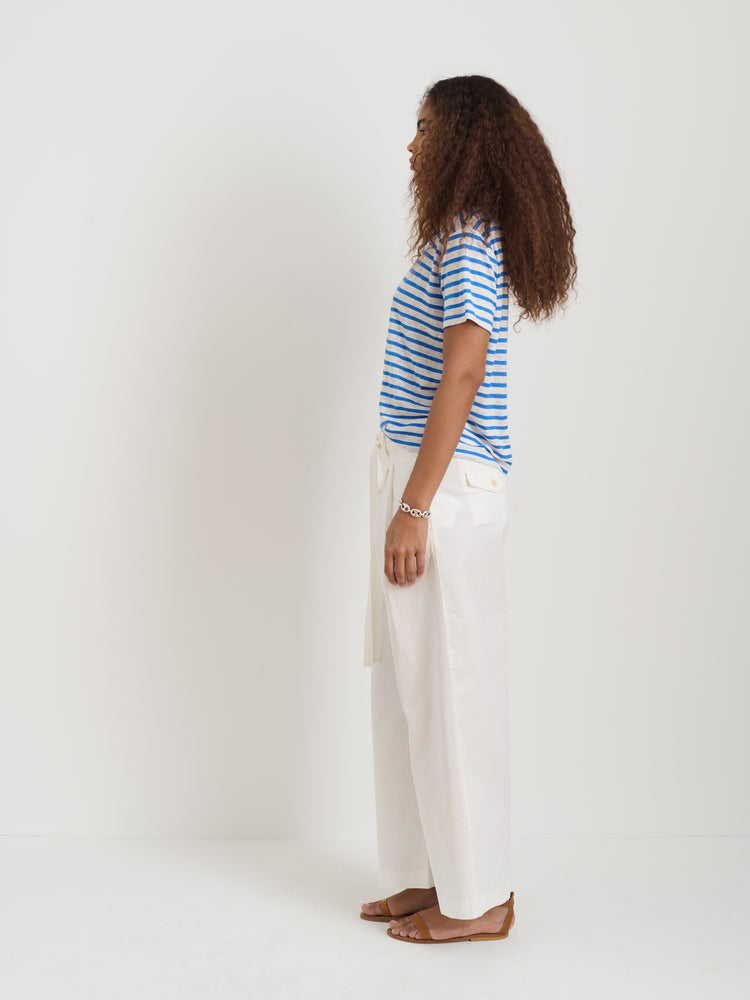 Alex Mill Garcon Striped Tee In Linen Cotton Blue/Off White