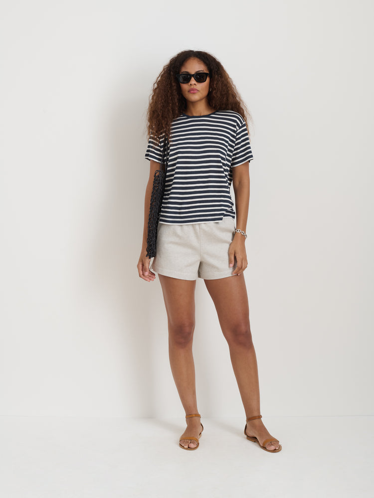 Alex Mill Garcon Striped Tee In Linen Cotton Off White/Navy