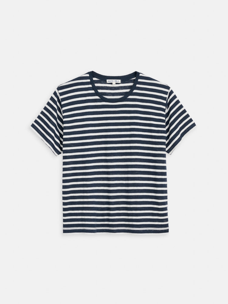 alex mill Garcon Striped Tee In Linen Cotton Off White/Navy