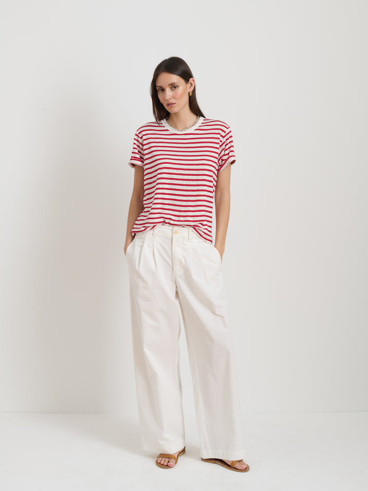 Alex Mill Garcon Striped Tee In Linen Cotton Red/White
