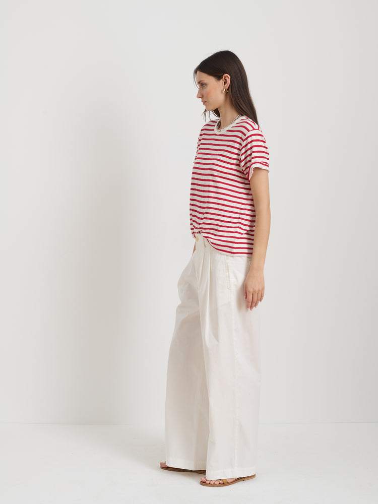 Alex Mill Garcon Striped Tee In Linen Cotton Red/White