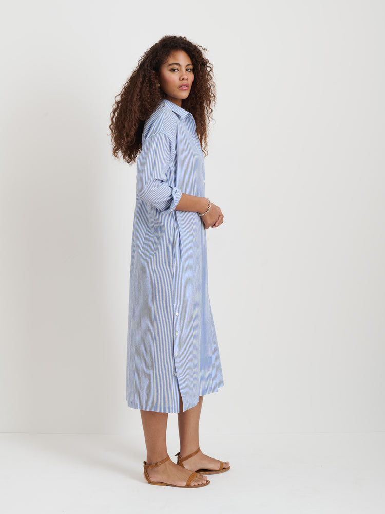 Alex Mill Kerry Shirtdress In Seersucker Blue/White