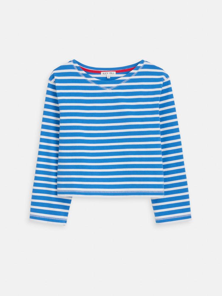 alex mill Marseille Striped Boatneck Tee In Cotton Ivory/Blue