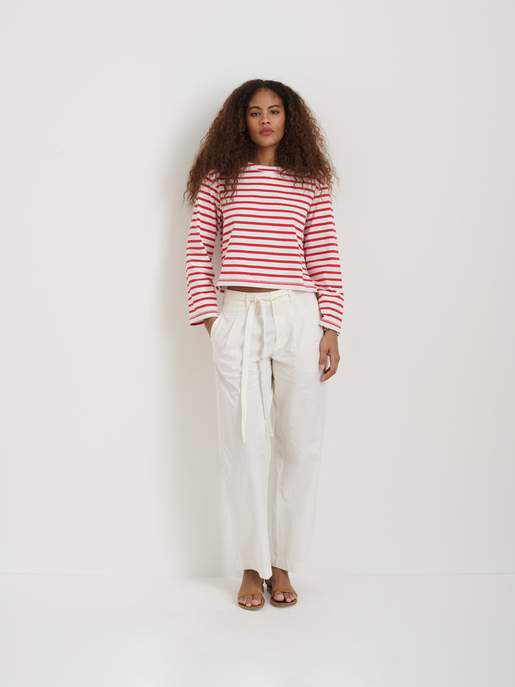 Alex Mill Marseille Striped Boatneck Tee In Cotton Red/Ivory