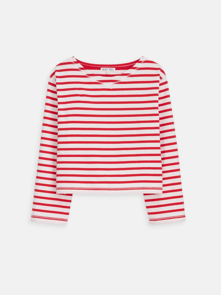 alex mill Marseille Striped Boatneck Tee In Cotton Red/Ivory
