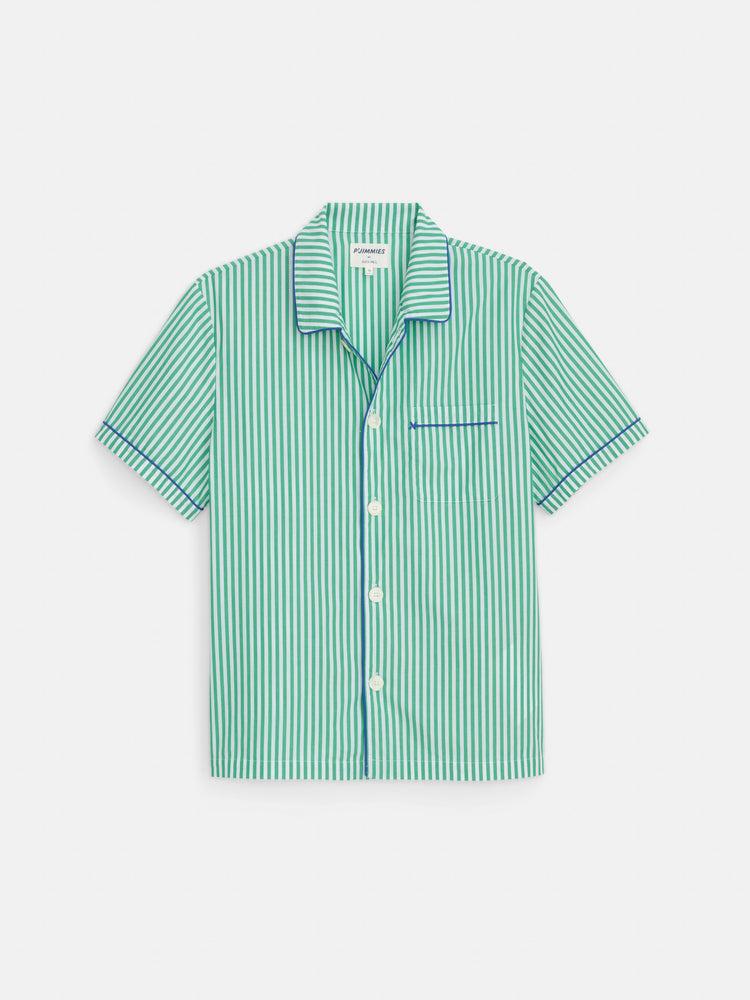 alex mill P'Jimmies Short Sleeve Sleep Shirt In Stripe Green/Ivory