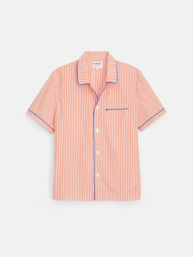 alex mill P'Jimmies Short Sleeve Sleep Shirt In Stripe Orange/Ivory
