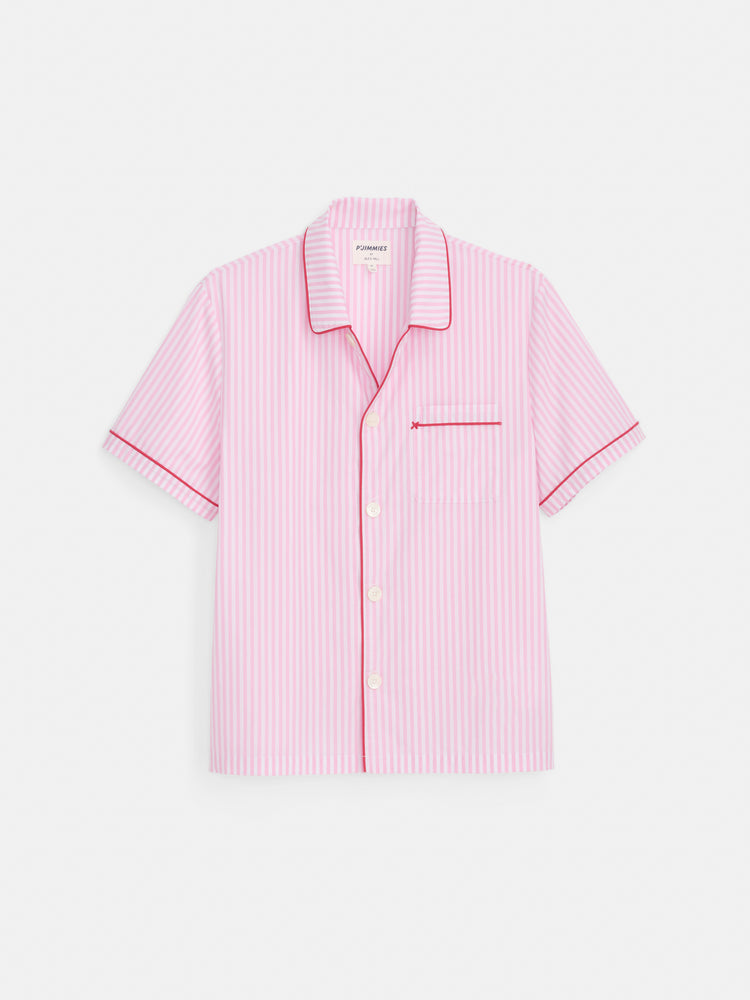 alex mill P'Jimmies Short Sleeve Sleep Shirt In Stripe Pink/Ivory