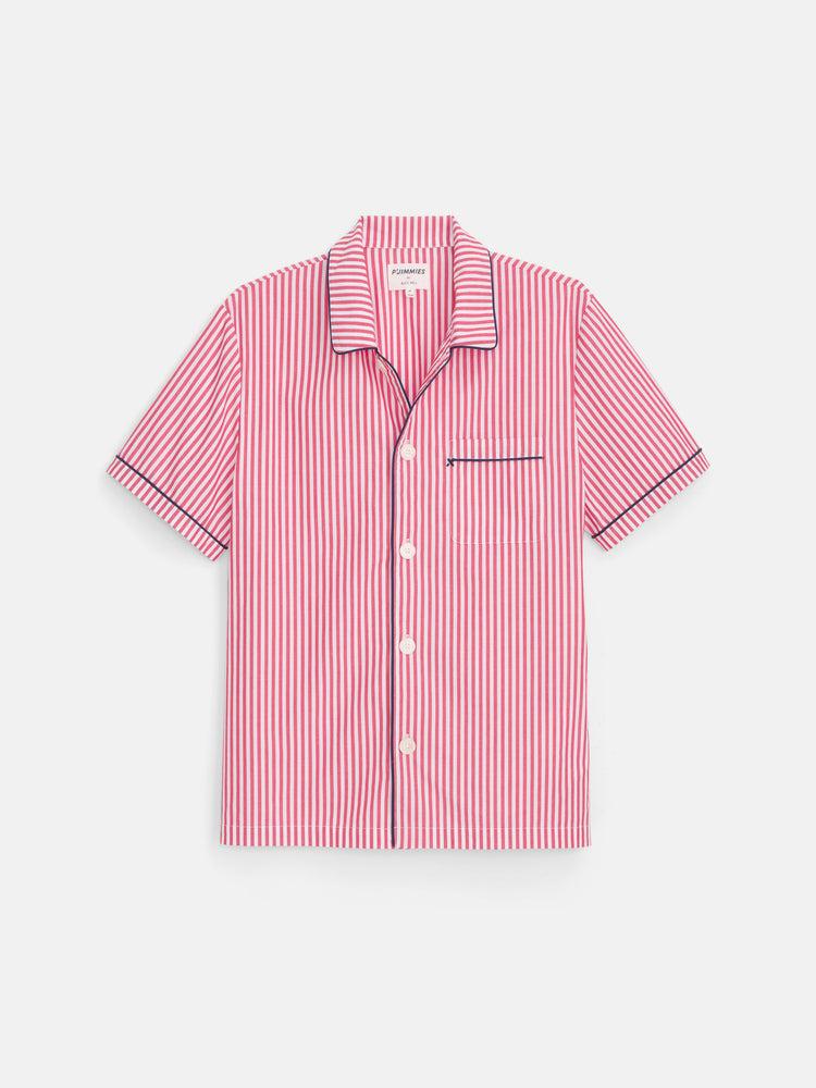 alex mill P'Jimmies Short Sleeve Sleep Shirt In Stripe Red/Ivory