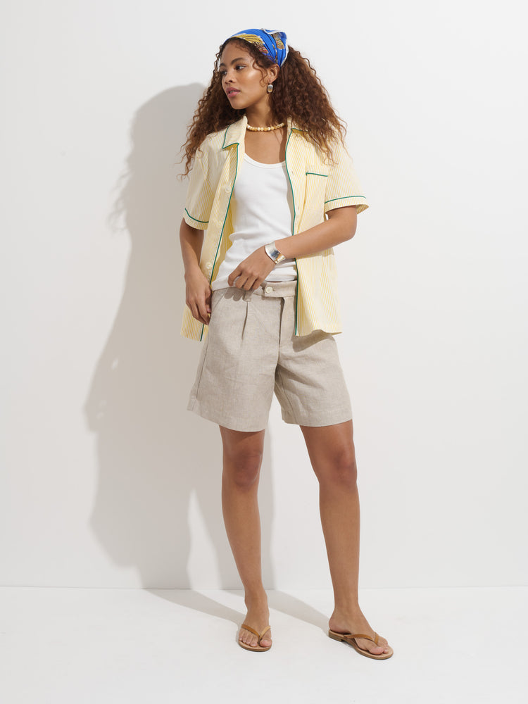 Alex Mill P'Jimmies Short Sleeve Sleep Shirt In Stripe Yellow/White