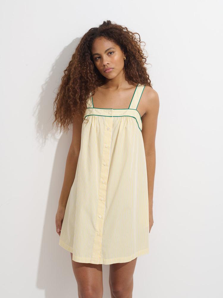 Alex Mill P'Jimmies Sleep Cami Dress In Stripe Yellow/Ivory
