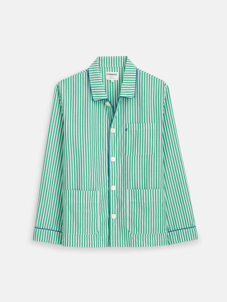 alex mill P'Jimmies Sleep Shirt in Stripe Green Stripe