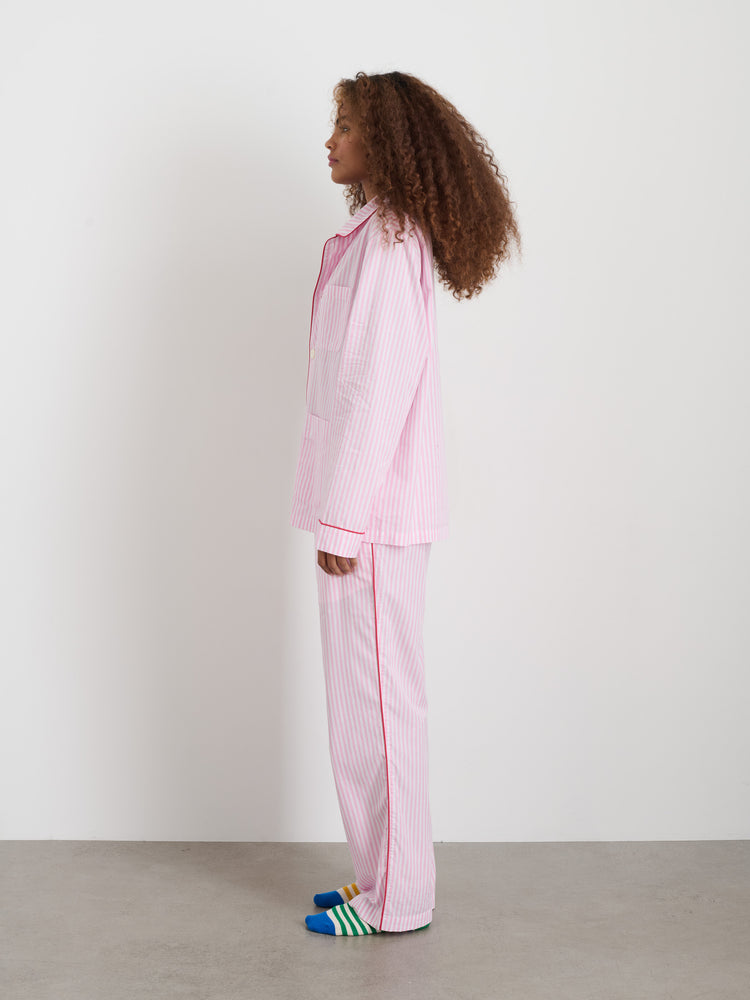 Alex Mill P'Jimmies Sleep Shirt In Stripe Pink Stripe