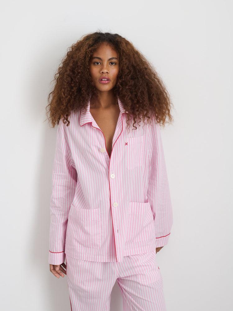 Alex Mill P'Jimmies Sleep Shirt In Stripe Pink Stripe