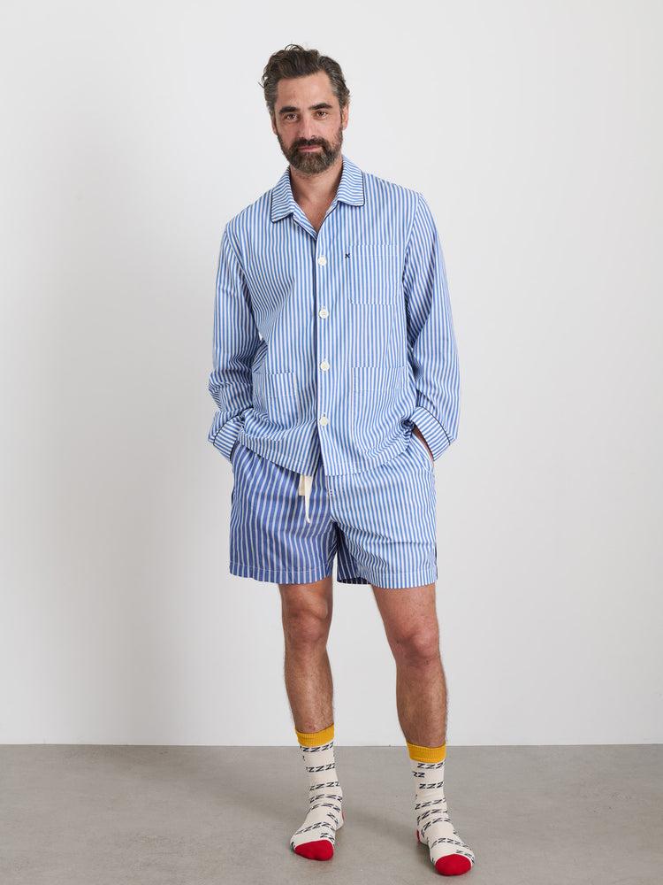 Alex Mill P'Jimmies Sleep Short In Stripe Classic Blue Mixed Stripe