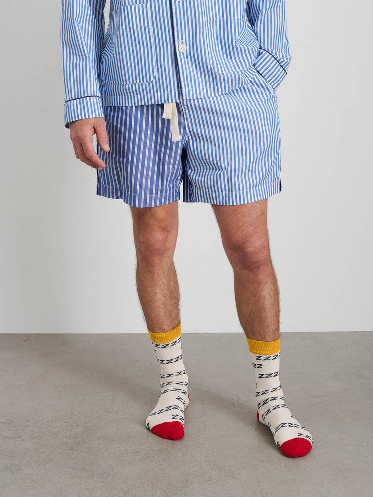 Alex Mill P'Jimmies Sleep Short In Stripe Classic Blue Mixed Stripe