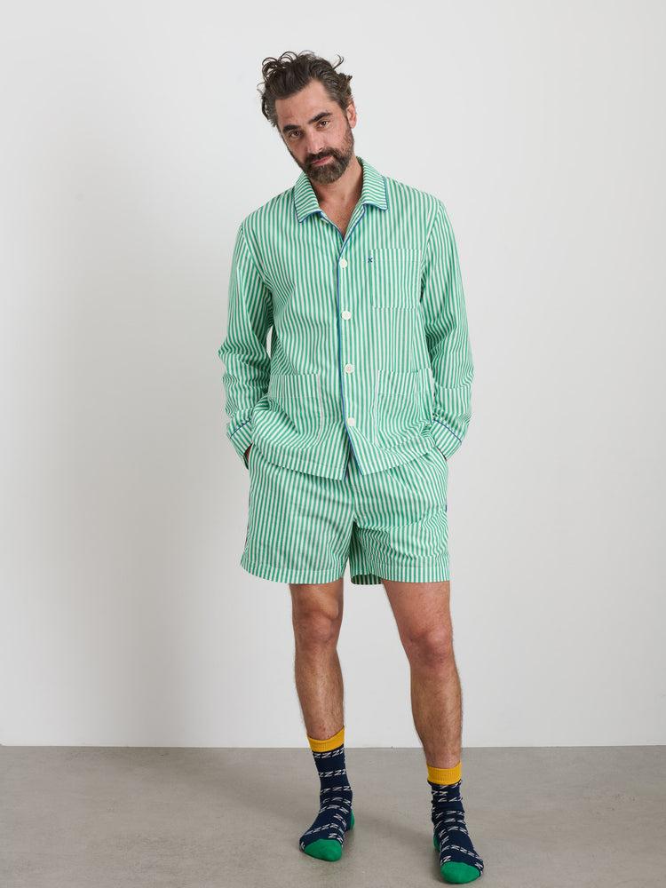Alex Mill P'Jimmies Sleep Short In Stripe Green Stripe