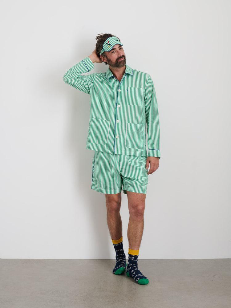 Alex Mill P'Jimmies Sleep Short In Stripe Green Stripe
