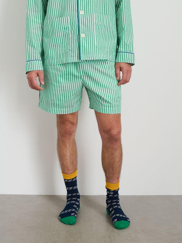 Alex Mill P'Jimmies Sleep Short In Stripe Green Stripe
