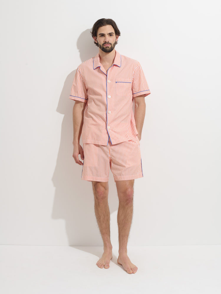 Alex Mill P'Jimmies Sleep Short In Stripe Orange/Ivory